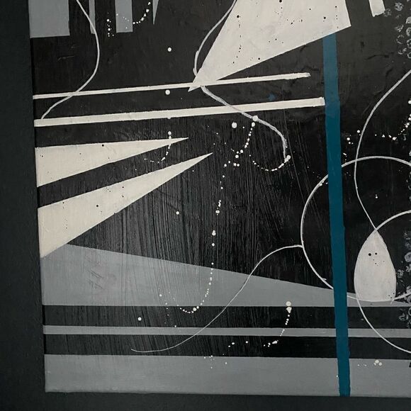 GEOMETRIC ABSTRACT PAINTING Acrylic signed - Picture 5 of 6